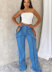 Fashionable Street Style Double Side Button Closure Jeans