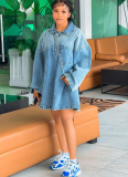 Fashion Collar Loose Fashion Denim Dress