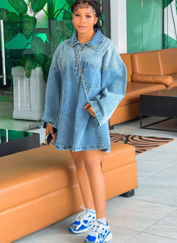 Fashion Collar Loose Fashion Denim Dress