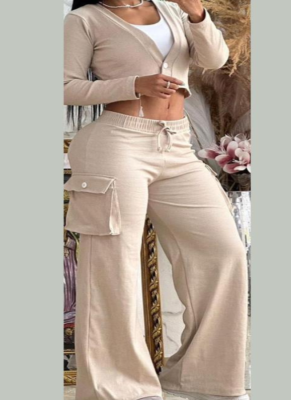 Fashionable Navel-baring Wide-leg Pants Suit