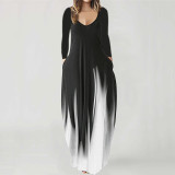 Autumn and Winter One-piece Mid-waist Printed Dress