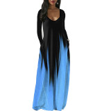 Autumn and Winter One-piece Mid-waist Printed Dress