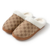 Fashionable Old Flower Plush Home Cotton Slippers