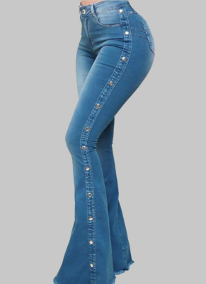 Popular High Waist Elastic Mopping Flared Jeans