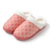 Fashionable Old Flower Plush Home Cotton Slippers