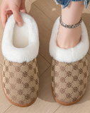 Fashionable Old Flower Plush Home Cotton Slippers