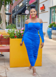 Sexy Wrapped-Chest Pleated Solid Color Dress