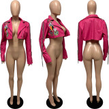 Motorcycle Style Hot Girl Short PU Leather Jacket