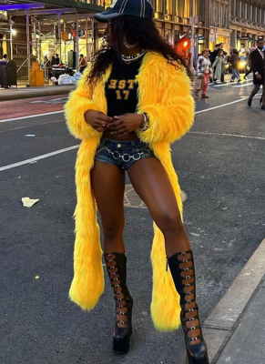 Autumn and Winter Thickened Faux Fur Long Fur Coat