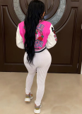 Double-layer Ribbed Woolen Baseball Jacket With Full Positioning Printing
