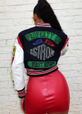 Double-layer Ribbed Woolen Baseball Jacket With Full Positioning Printing