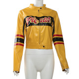 Belly-baring Embroidered Contrast-color Short Jacket