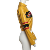 Belly-baring Embroidered Contrast-color Short Jacket
