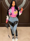 Double-layer Ribbed Woolen Baseball Jacket With Full Positioning Printing