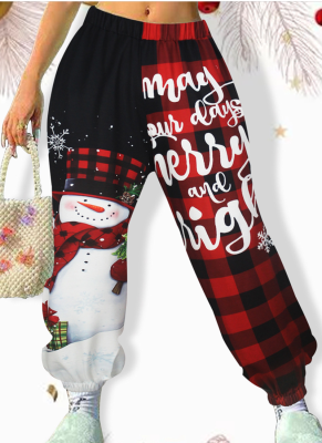 Christmas Snowman Print Casual Bloomers