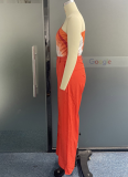 Fashion Single-Shoulder Long Sleeve Top Solid Color Loose Pants Two-Piece Set