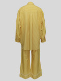 Lapel Long-sleeved Shirt Elastic Waist Stitching Trousers Striped Suit