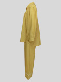 Lapel Long-sleeved Shirt Elastic Waist Stitching Trousers Striped Suit
