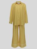Lapel Long-sleeved Shirt Elastic Waist Stitching Trousers Striped Suit