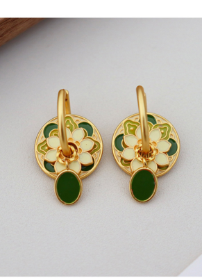Retro Colorful Floral Drip Enamel Earrings