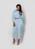 Sexy Cashmere Two-piece Hooded Top and Pants With Back