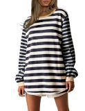 Fashion Loose Casual Striped Sweatshirt