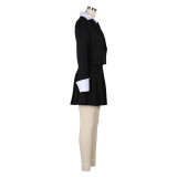 Patchwork Suit Top and Pleated Skirt Two-piece Suit