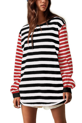 Fashion Loose Casual Striped Sweatshirt