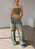 Denim Patchwork Multi-layer Washed and Dyed Stretch Jeans