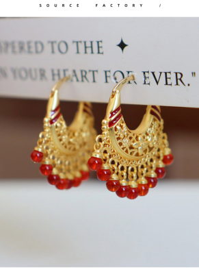 Retro Fashion Red Chinese Style Fringe Earrings