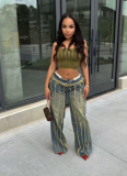 Denim Patchwork Multi-layer Washed and Dyed Stretch Jeans