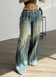 Denim Patchwork Multi-layer Washed and Dyed Stretch Jeans