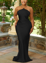 Solid Color Sleeveless Strappy Backless Long Dress