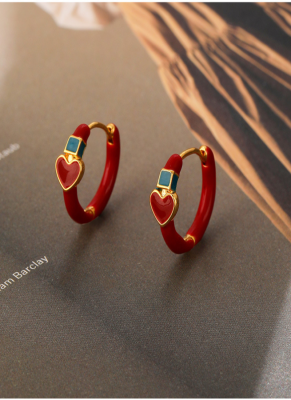 Fashion Colorful Dropshadow Heart Earrings