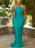 Solid Color Sleeveless Strappy Backless Long Dress
