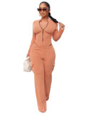 Autumn and Winter Stretch Twist Strip High Waist Long Sleeves Two-Piece Set