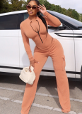 Autumn and Winter Stretch Twist Strip High Waist Long Sleeves Two-Piece Set