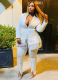 V-neck Fringe Blazer Long Sleeve Roman Trousers Suit