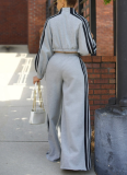 Fashion Sports Sweatshirt Striped Jacket Suit