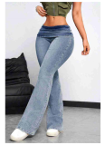 Sexy Tight Elastic Peach Hip High Waist Flared Jeans