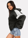 Contrast Color Dropped Shoulder Baseball Jacket Hoodie