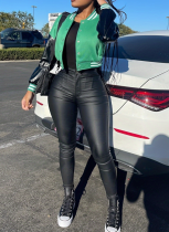 High-waisted Stretch Sexy Slim PU Leather Pants