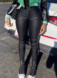 High-waisted Stretch Sexy Slim PU Leather Pants