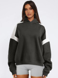 Contrast Color Dropped Shoulder Baseball Jacket Hoodie