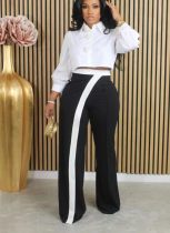 Fashion Solid Color Stitching Casual Pants