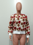 Double-layer Knit Coat with Woolen Carved Embroidery and Patchwork