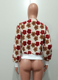Double-layer Knit Coat with Woolen Carved Embroidery and Patchwork