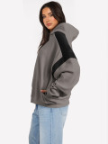 Contrast Color Dropped Shoulder Baseball Jacket Hoodie