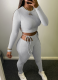 Round Neck Ribbed Sexy Slim-Fit Top with Strappy Pants Two-Piece Set