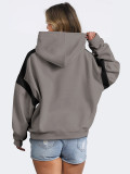 Contrast Color Dropped Shoulder Baseball Jacket Hoodie